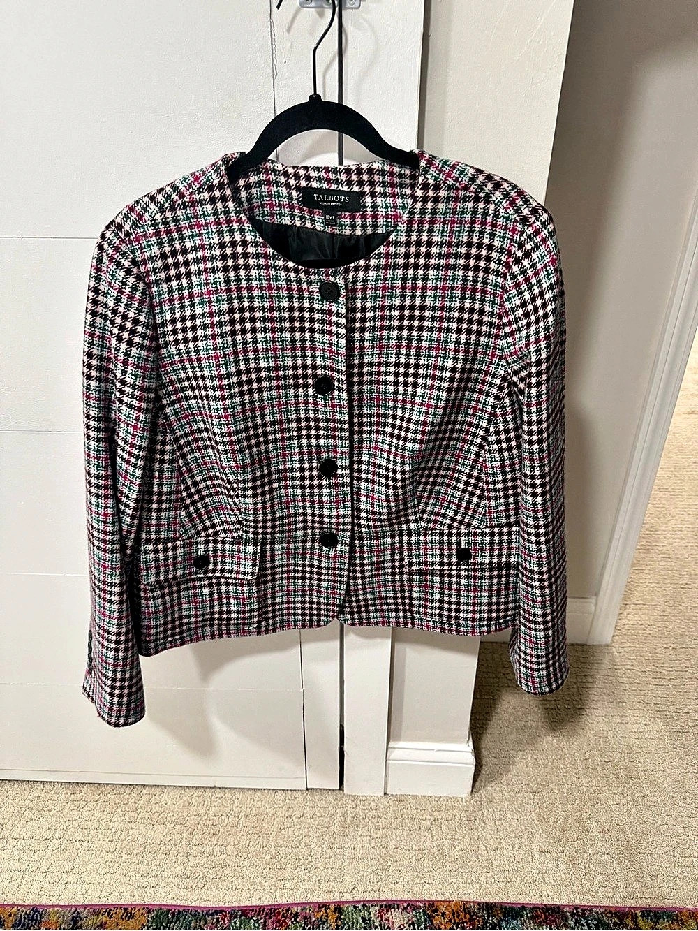 Talbots Multicolor Houndstooth Wool Tweed Jacket 18W Petite